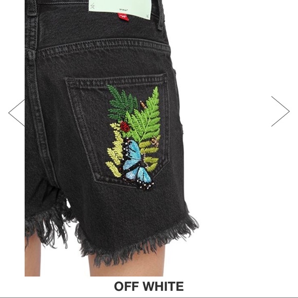 OFF-White butterfly embellished denim shorts - Picture 7 of 8